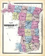 Windsor County Map, Windsor County 1869